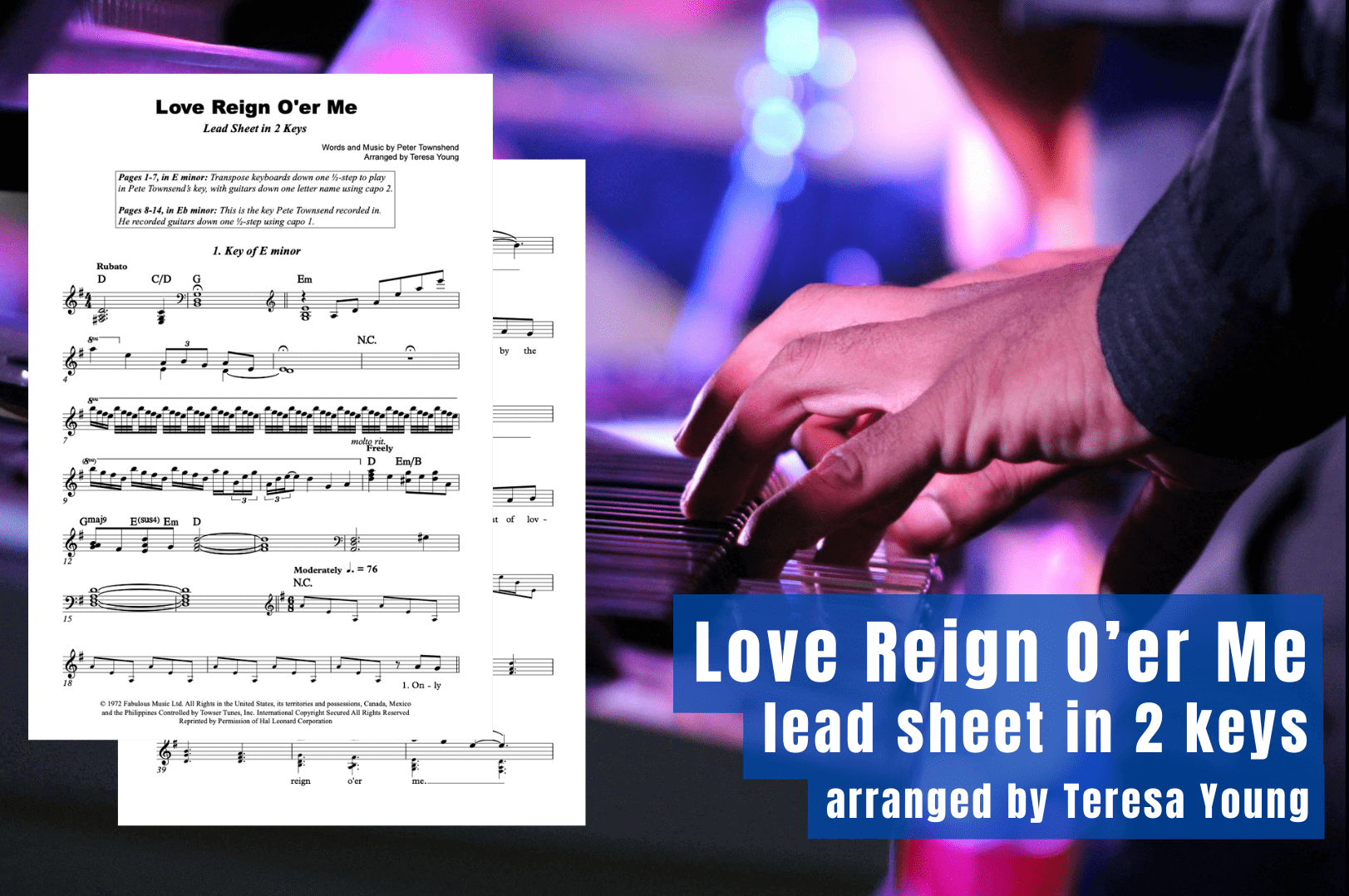 Love Reign O'er Me lead sheet, arranged by Teresa Young